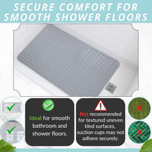 Load image into Gallery viewer, Safe 47" x 32" Gray Shower Mat with Drain Holes - Extra Large &amp; Comfortable