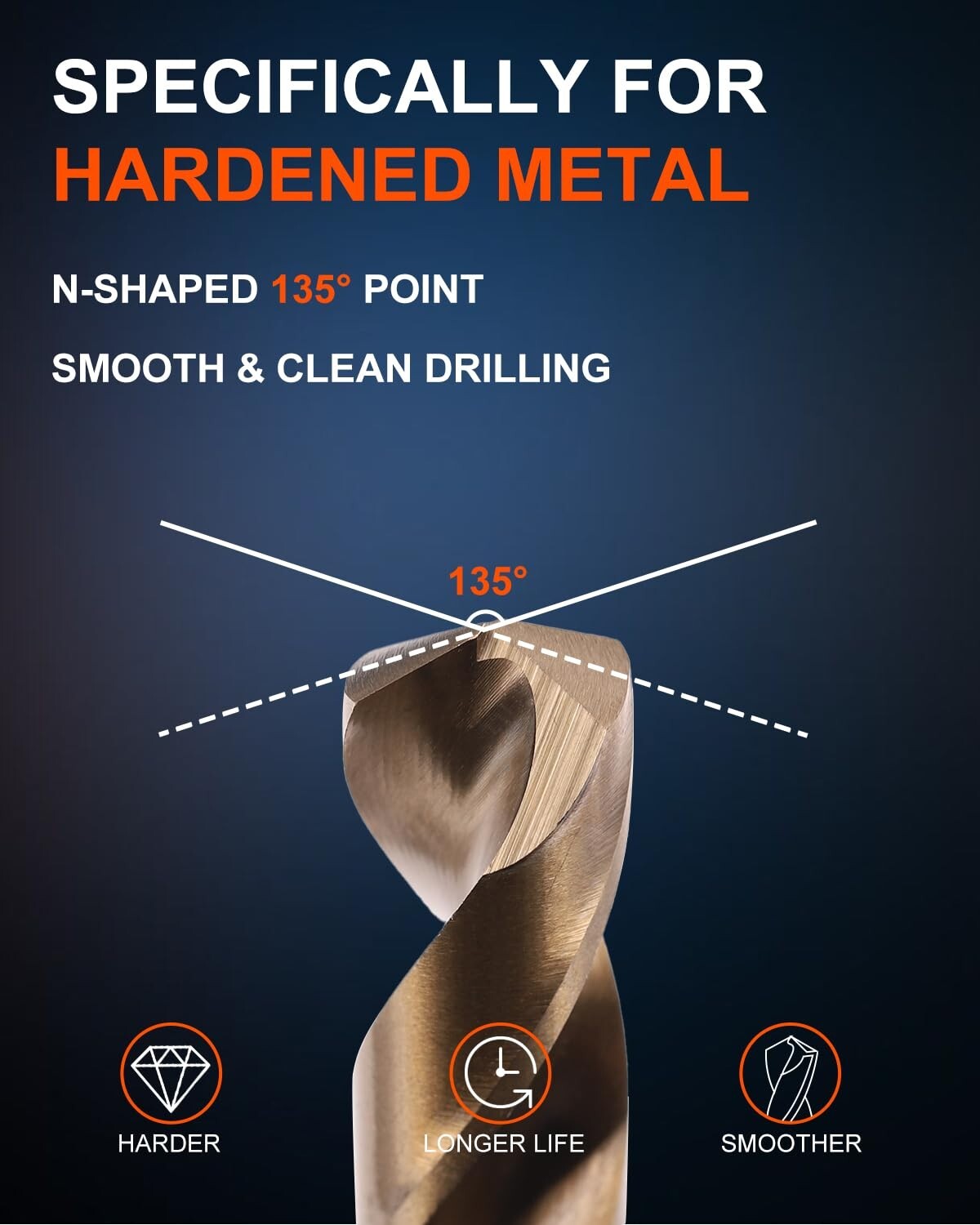 135° Split Point Cobalt Drill Bit Set - 115 Pcs, Ideal for Hardened Materials