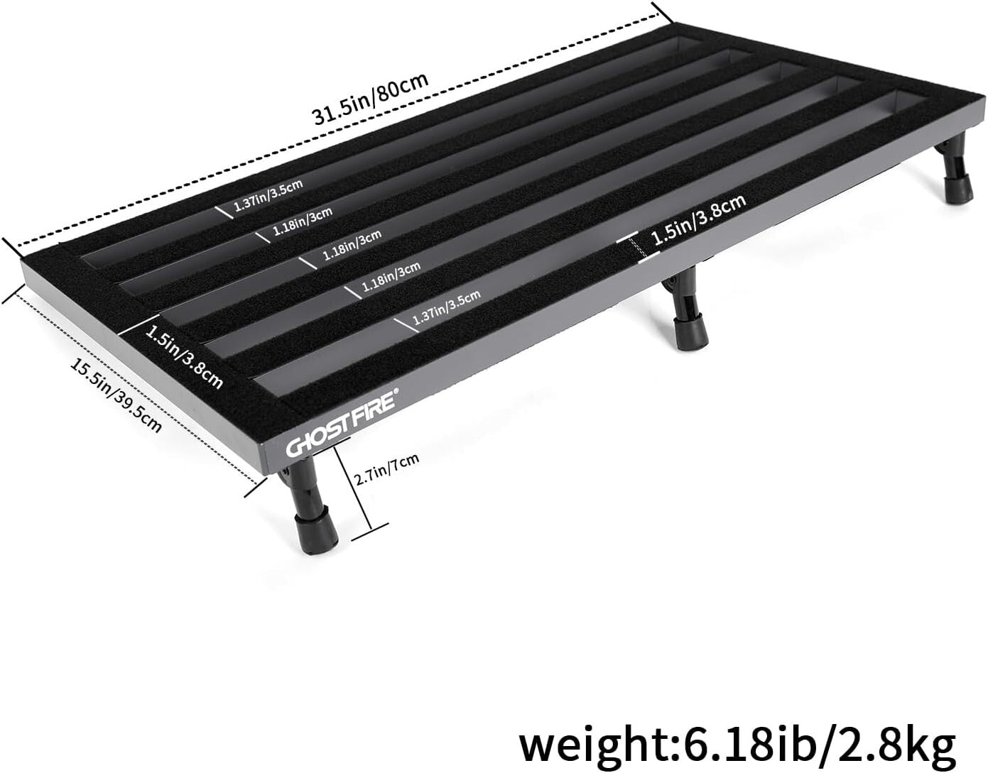 Ultra-Lightweight Effects Pedalboard: 31.5''x15.5'' with Travel Bag & Magic Tape