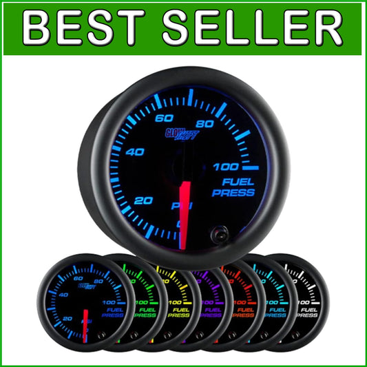 Automotive 100 PSI Fuel Pressure Gauge - Multi-Color Display & Sensor Included