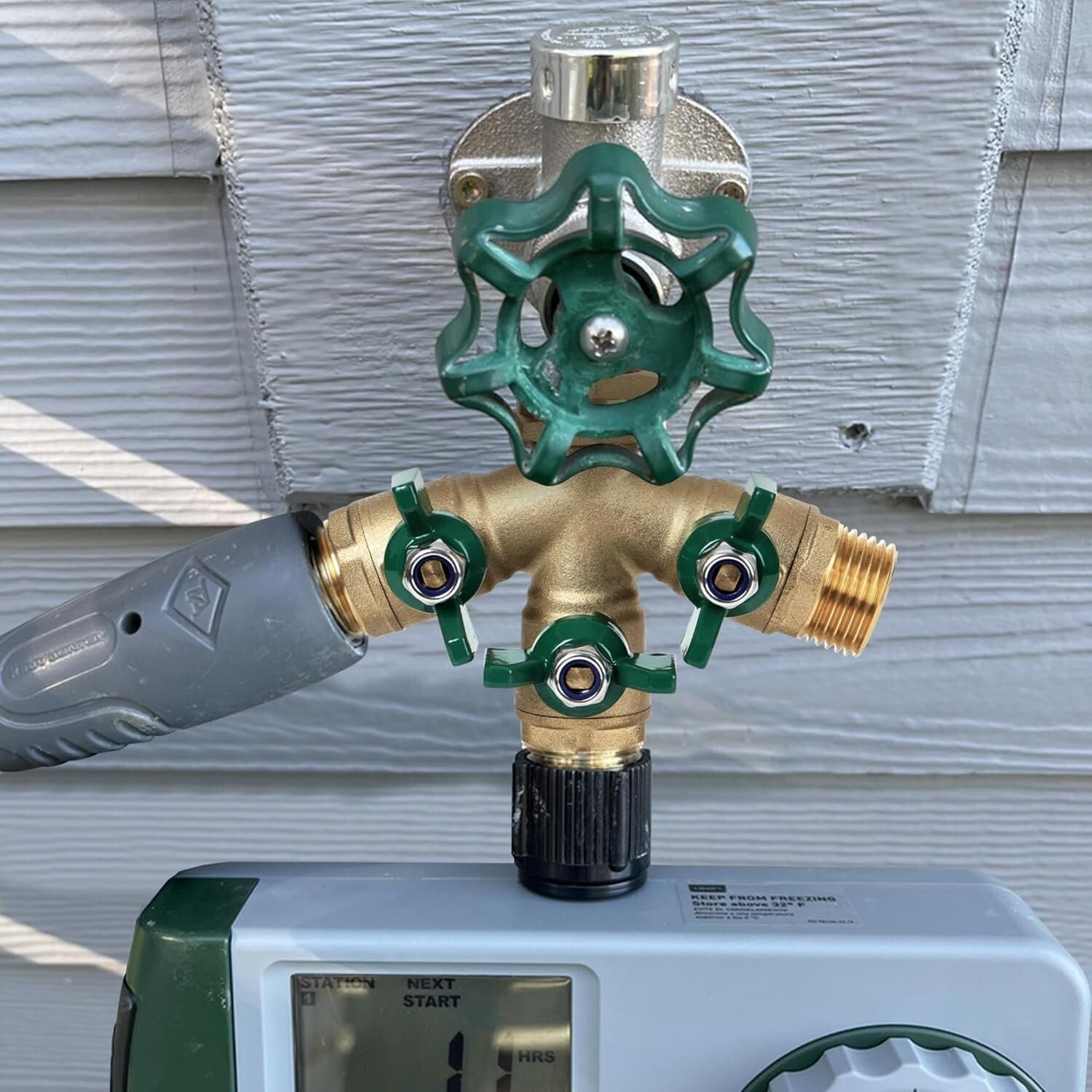 Full Flow 3-Way Garden Hose Splitter with Swivel and Anti-Corrosion Features