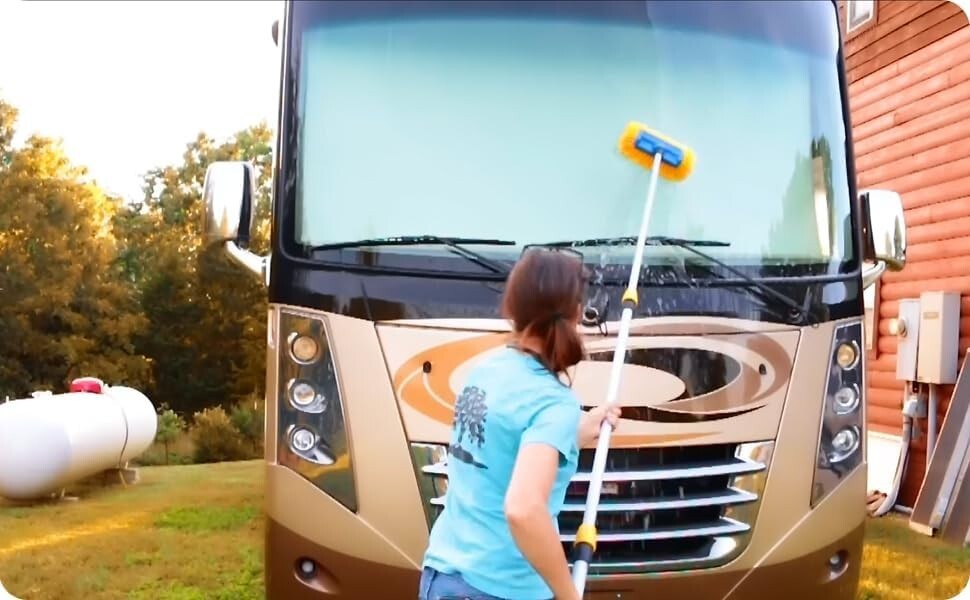 11-Foot Telescopic Car Wash Brush with Soft Bristles - Safe for All Surfaces