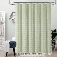 Load image into Gallery viewer, Heavy Duty 72x84-Inch Shower Curtain Set with Boho Tassels and Hooks Included