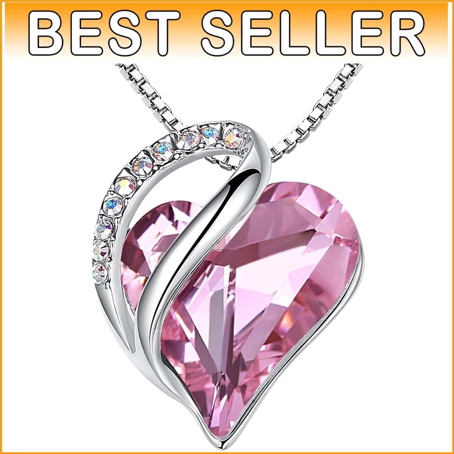 Elegant Mother's Day Gift - Silver Plated Heart Pendant with Birthstone Crystals