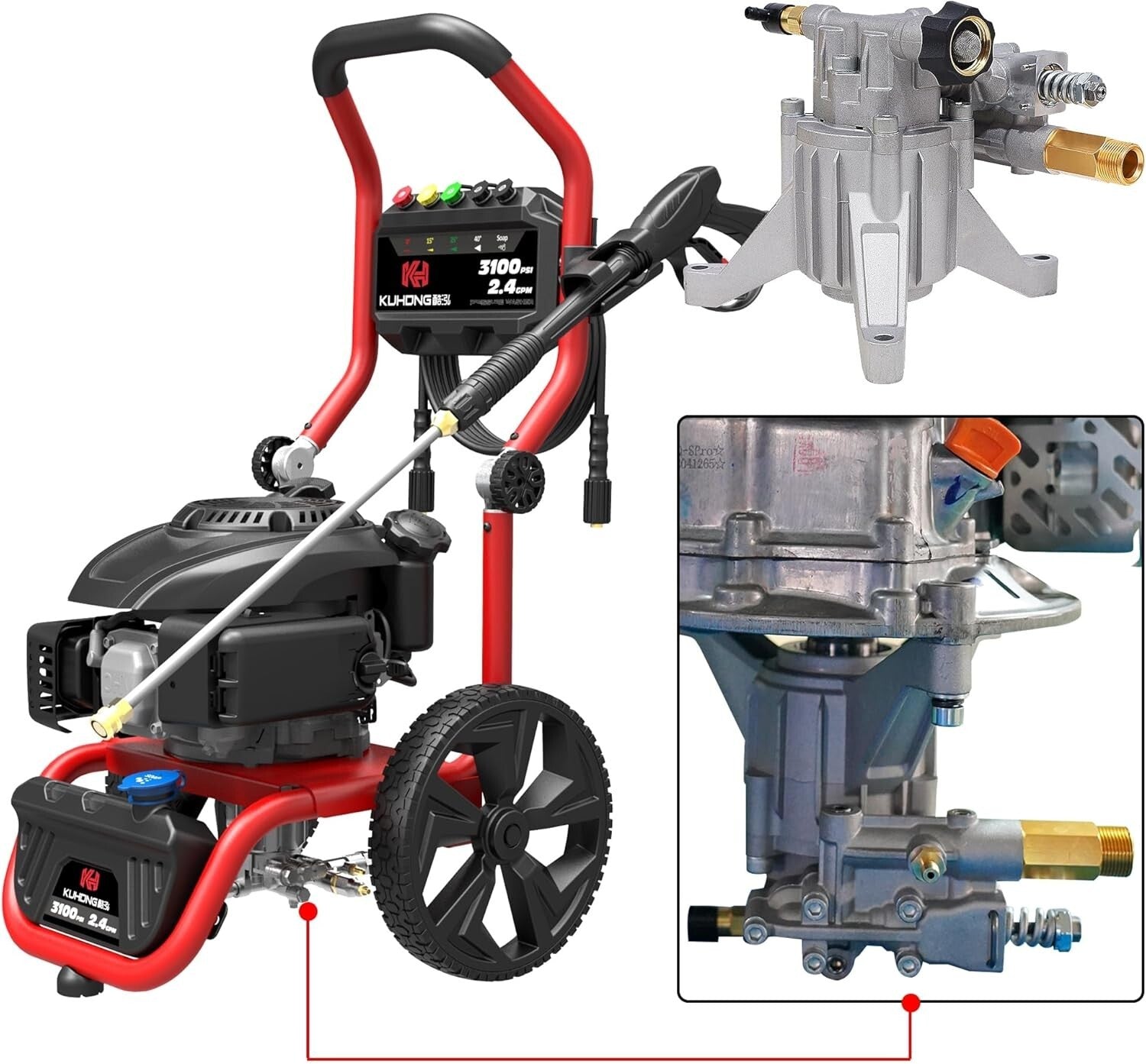 Durable Aluminum 3400 PSI Pressure Washer Pump with Thermal Relief for Longevity