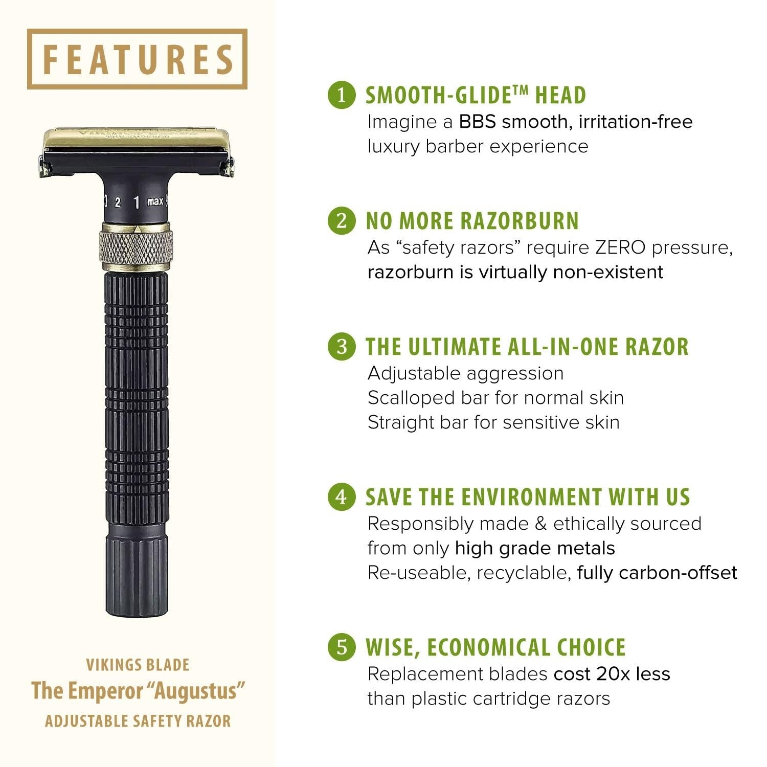 Eco-Friendly Safety Razor with Adjustable Head - For the Smoothest Shave Ever