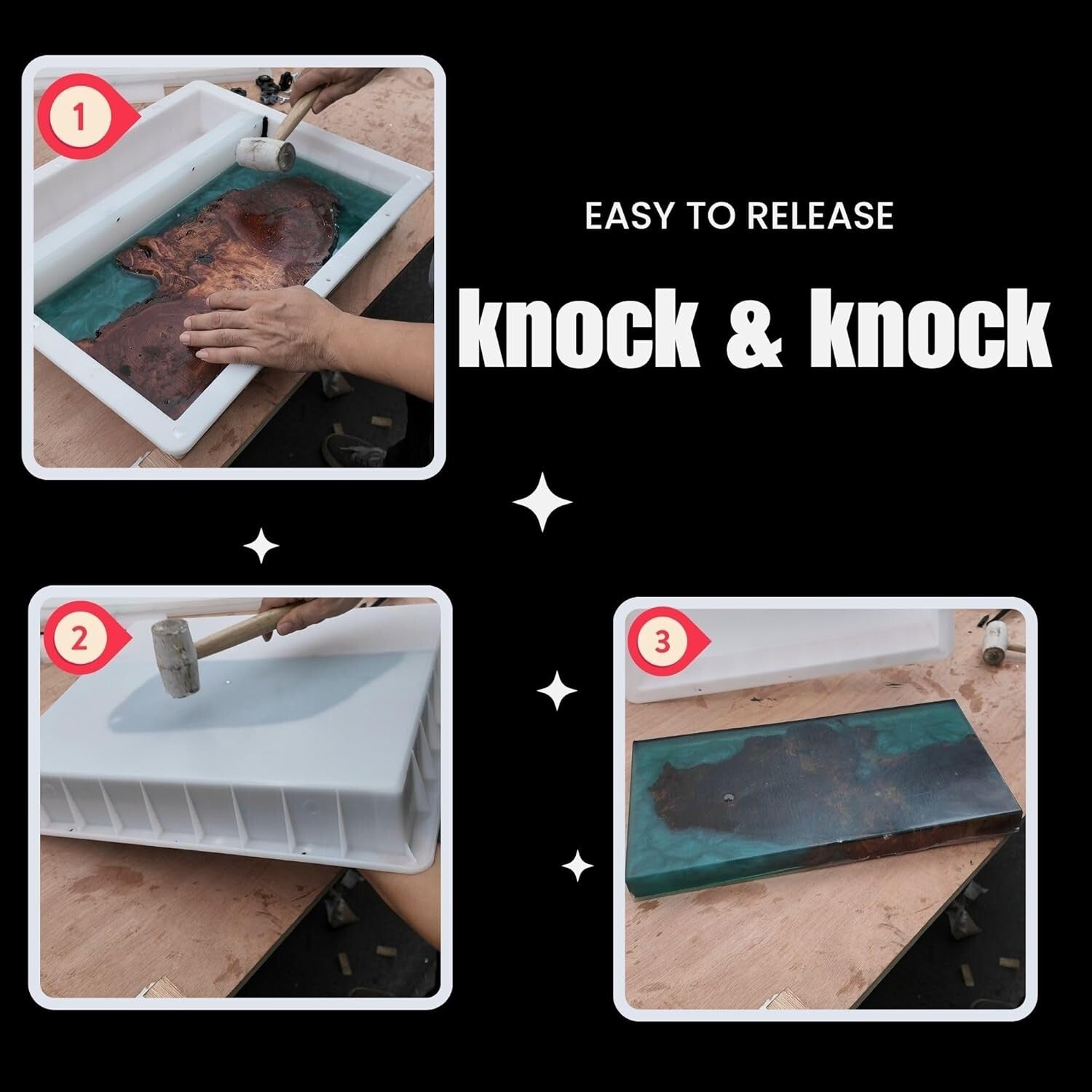 Multi-Size 31.5x19.5x3in Adjustable Epoxy Mold – Ideal for Creative Projects