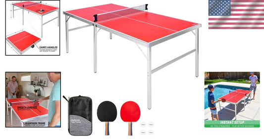 Aluminum Mid-Size Table Tennis Table with Instant Setup - Lightweight & Durable