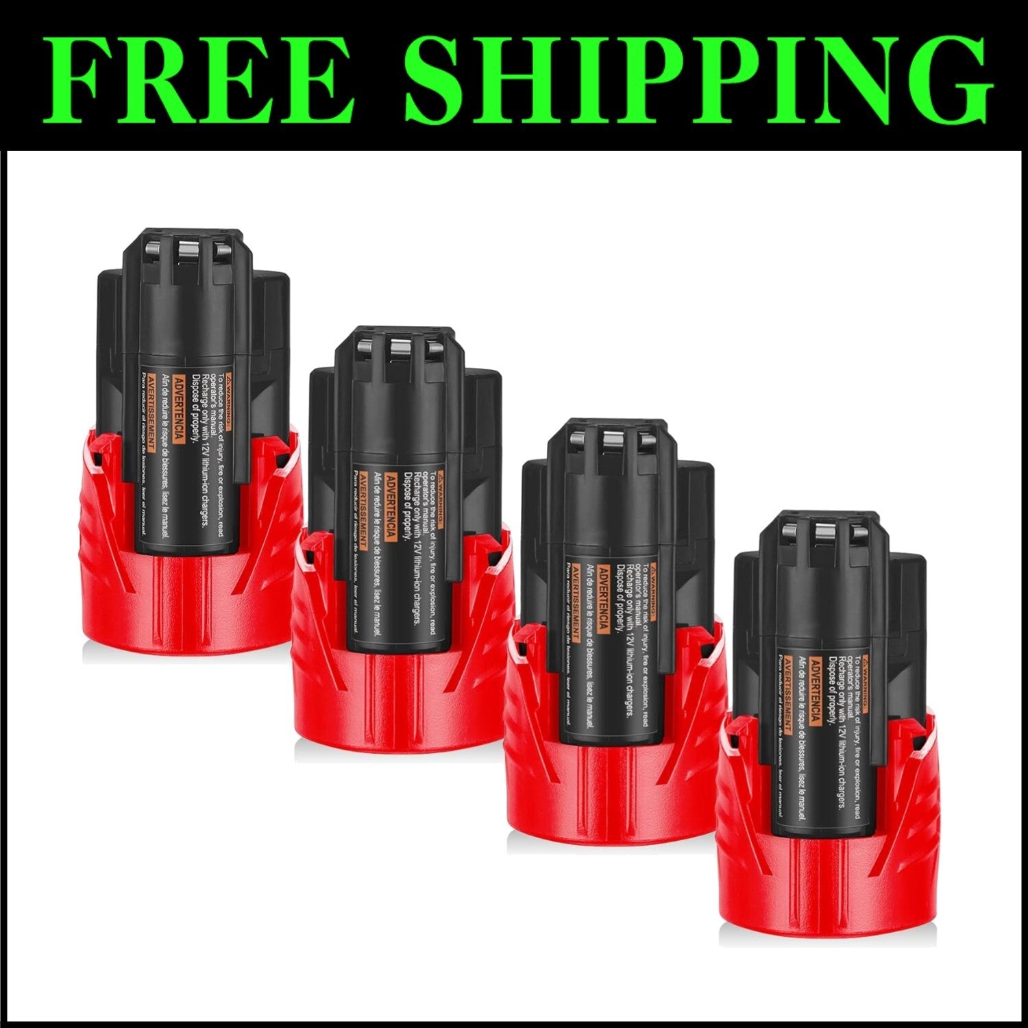 Rechargeable 4-Pack M12 Batteries – Intelligent Protection & No Memory Effect
