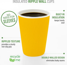 Load image into Gallery viewer, Leakproof 4oz Ripple Insulated Yellow Coffee Cups - 500 Count Value Pack