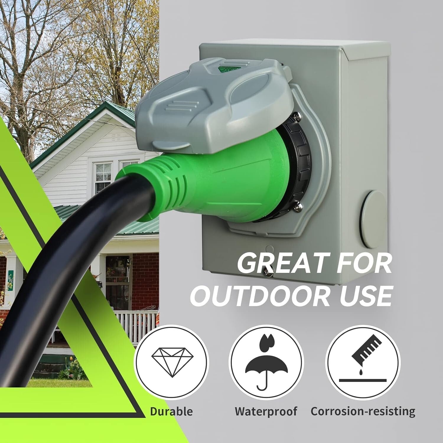 50 Amp Generator Cord 25FT with Pre-Drilled Power Inlet Box Kit, Durable & Safe