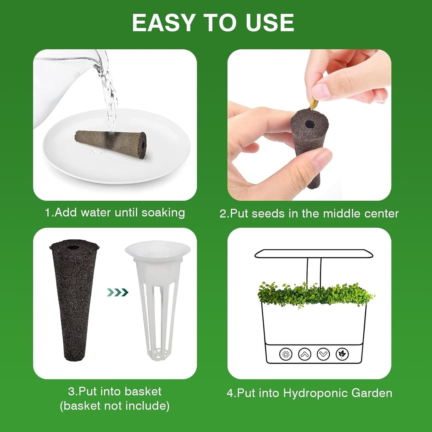 Biochar Cotton Hydroponic Seed Pods - 250 Pack for Effortless Germination