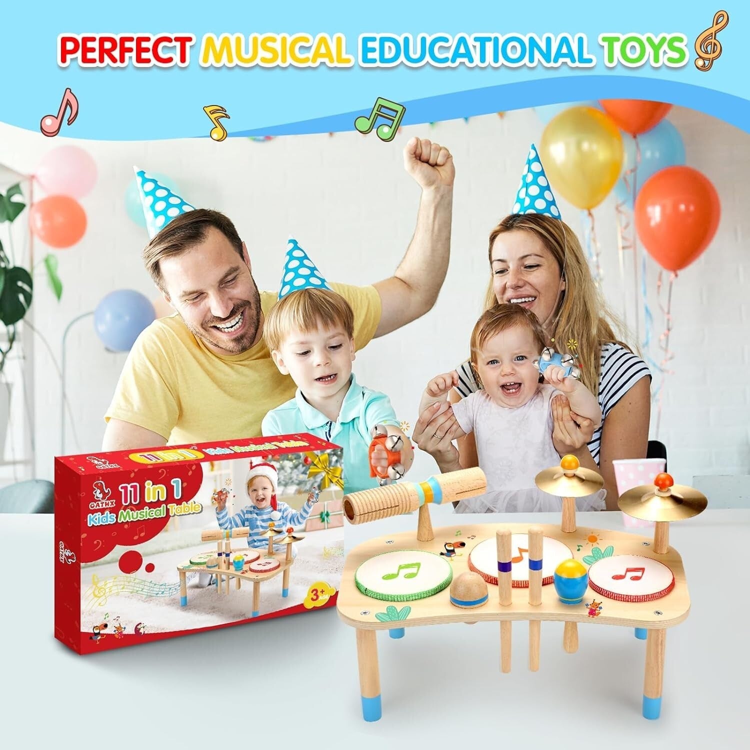Sturdy Kids Drum Set with Professional Sound - 11 Musical Instruments Included