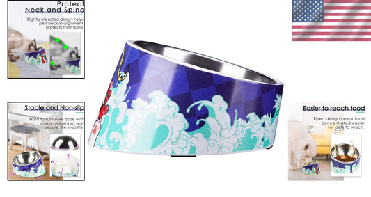 Non-Spill 15° Slanted Pet Bowl for Dogs & Cats - Modern & Functional Design
