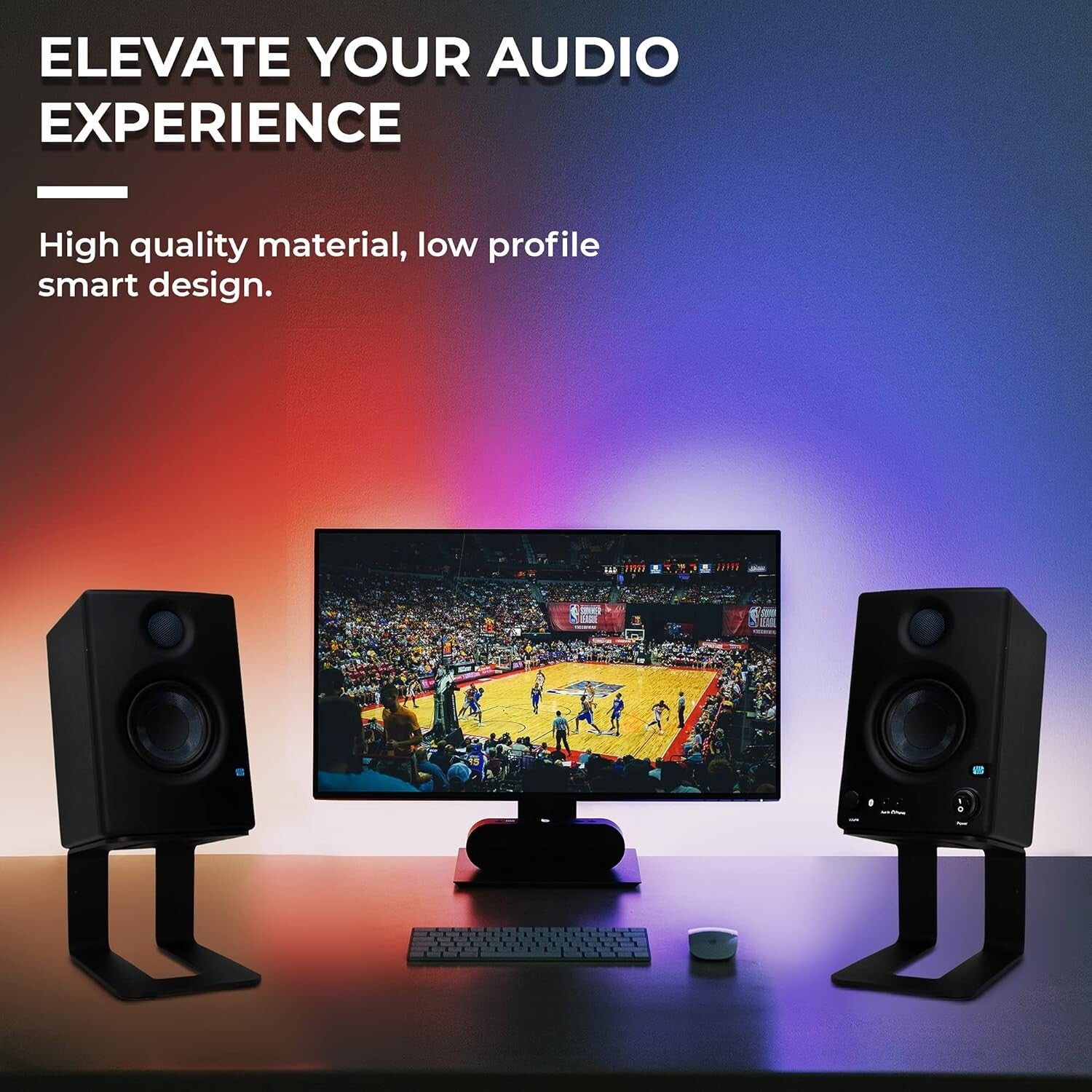 Compact Black Speaker Stands - 5-Degree Tilt for Enhanced Audio Experience