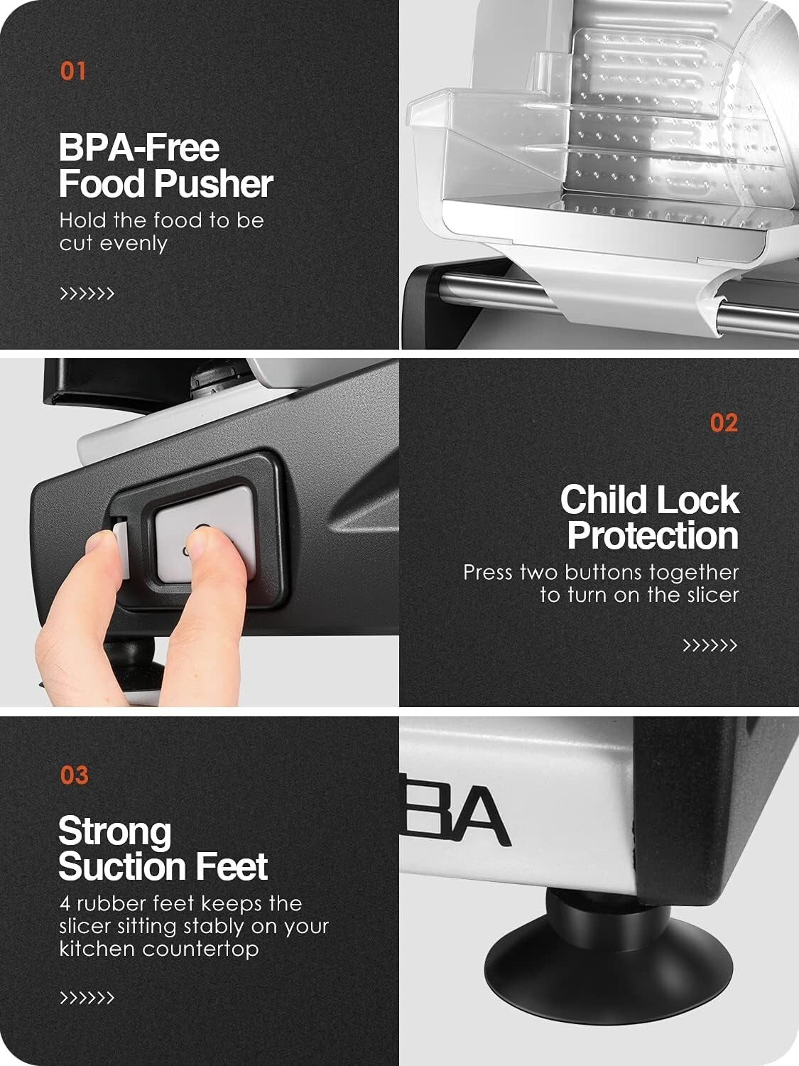 Electric Meat Slicer with Child Lock - Adjustable Thickness & Stainless Steel...