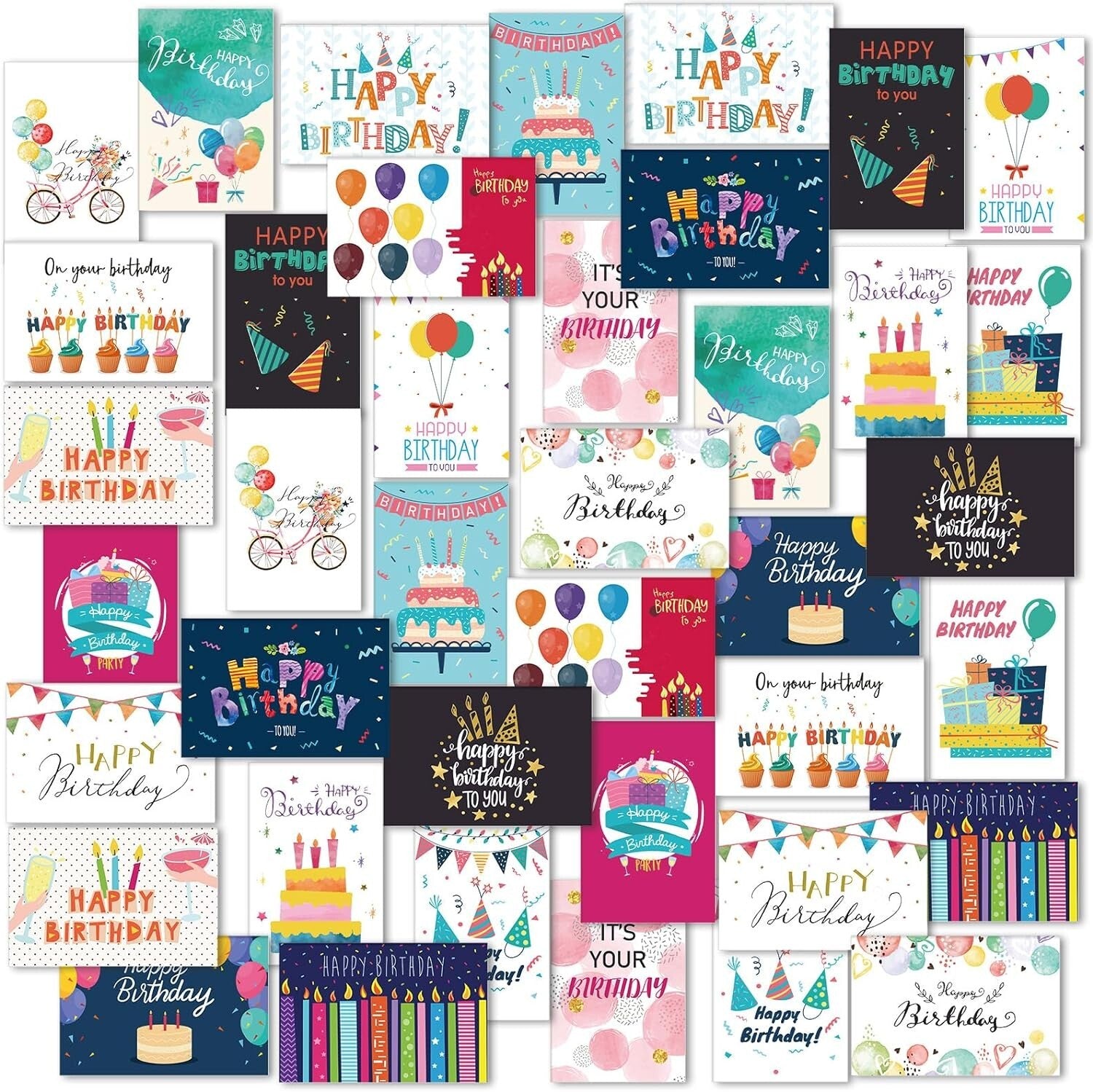 200 Pack Assorted Happy Birthday Cards with Envelopes & Stickers – 20 Styles