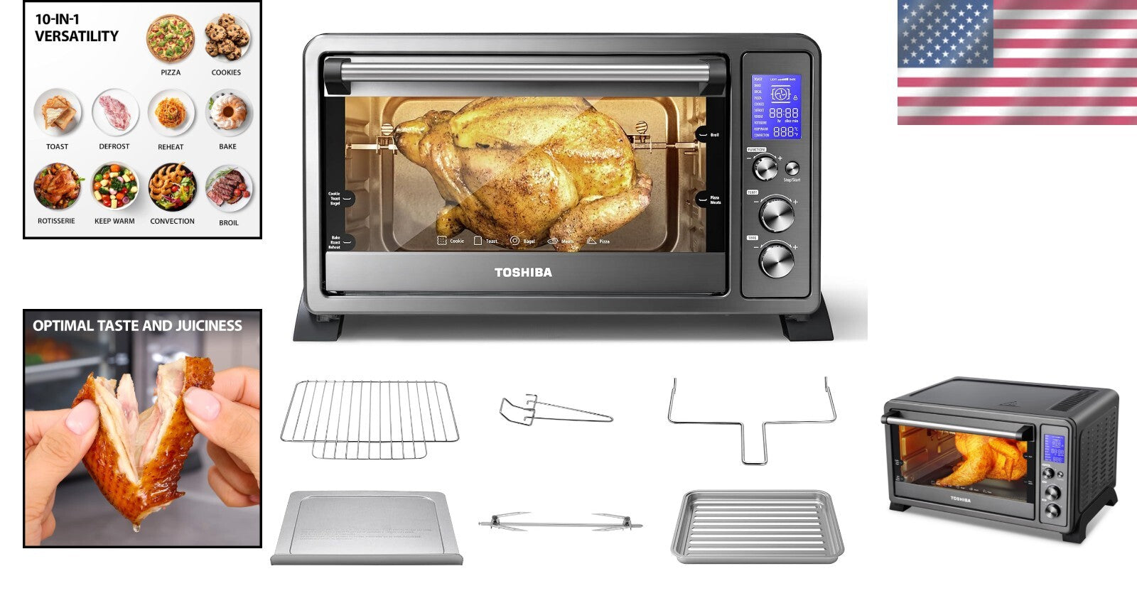 Elegant 1500W Toaster Oven with LCD Display - 25L Versatility & Convenience