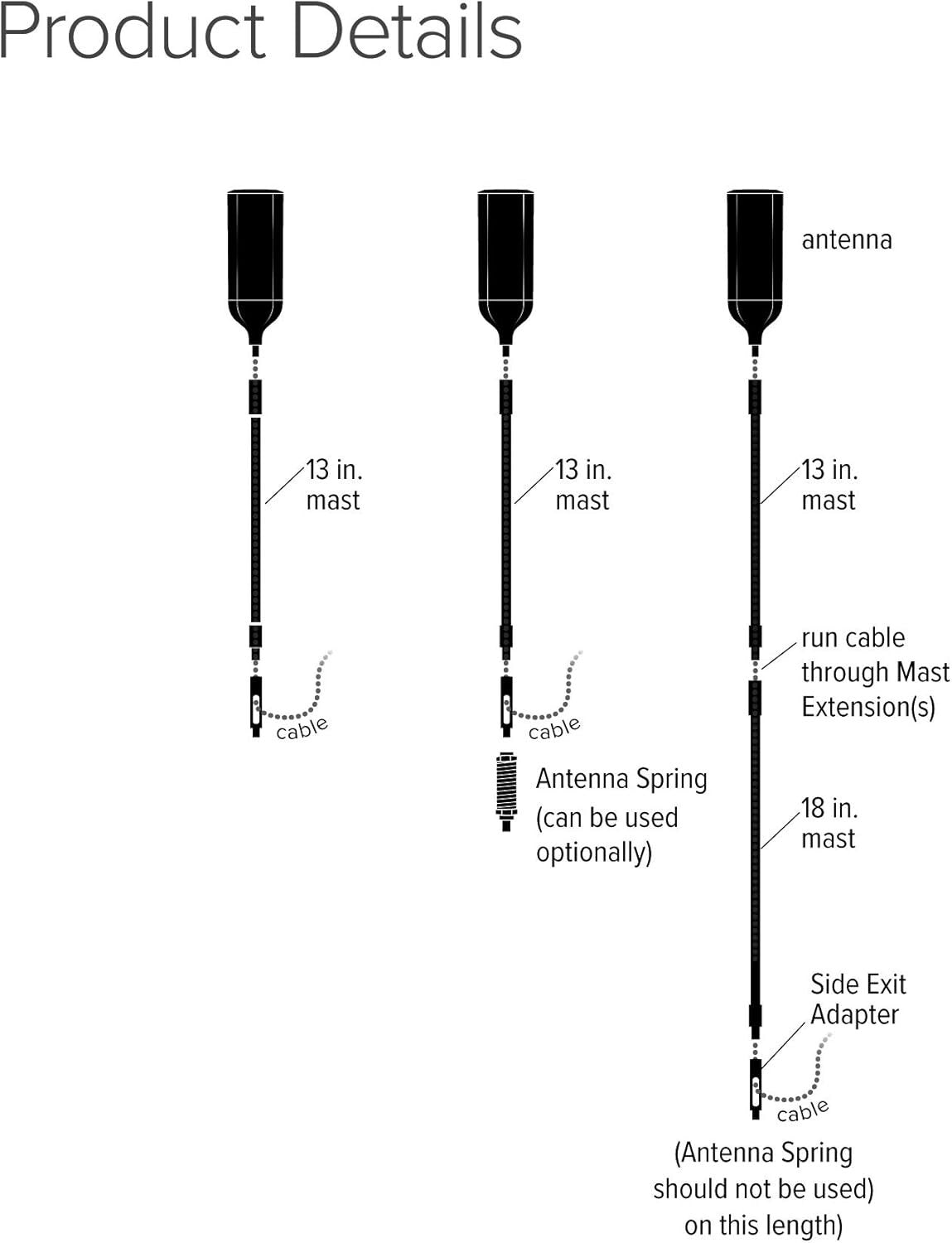 Adjustable 4G-OTR Trucker Antenna, 17" - Ultimate Signal Booster for Travel