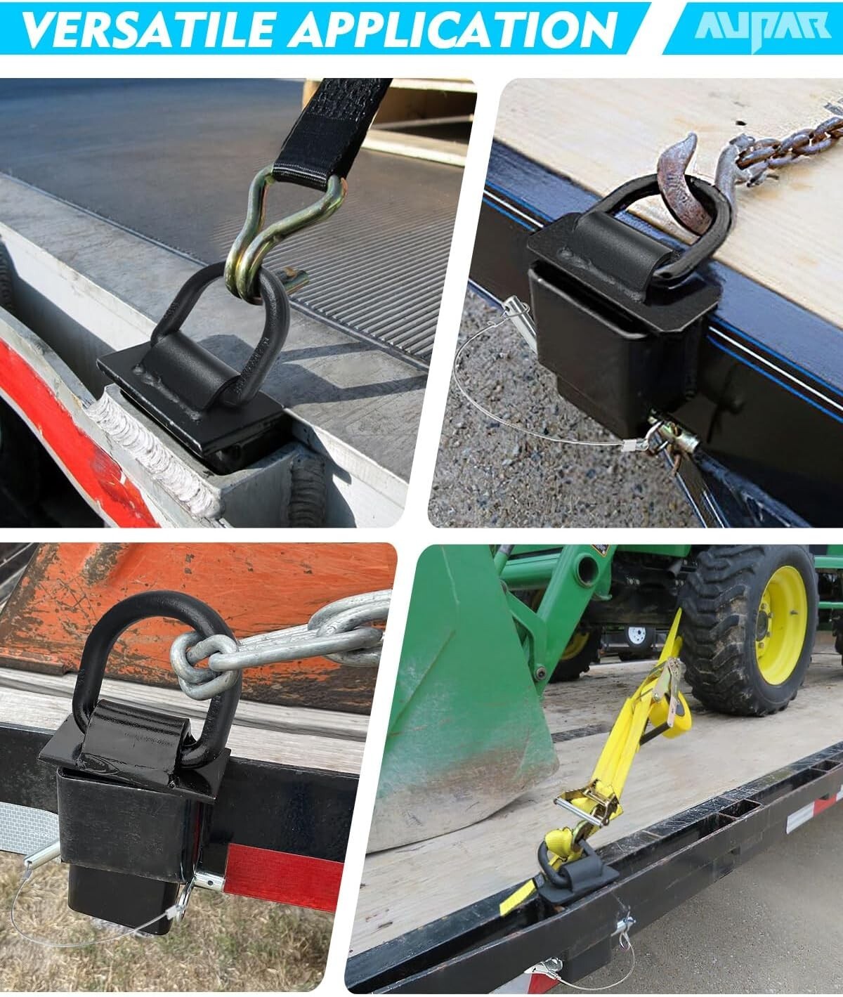 5/8" Heavy-Duty D Rings - 18,000 lbs Adjustable Stake Pocket Tie-Downs (6 Pack)