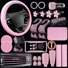 Load image into Gallery viewer, Fashionable Light Pink Car Accessories Bundle: Steering Cover &amp; Phone Holder