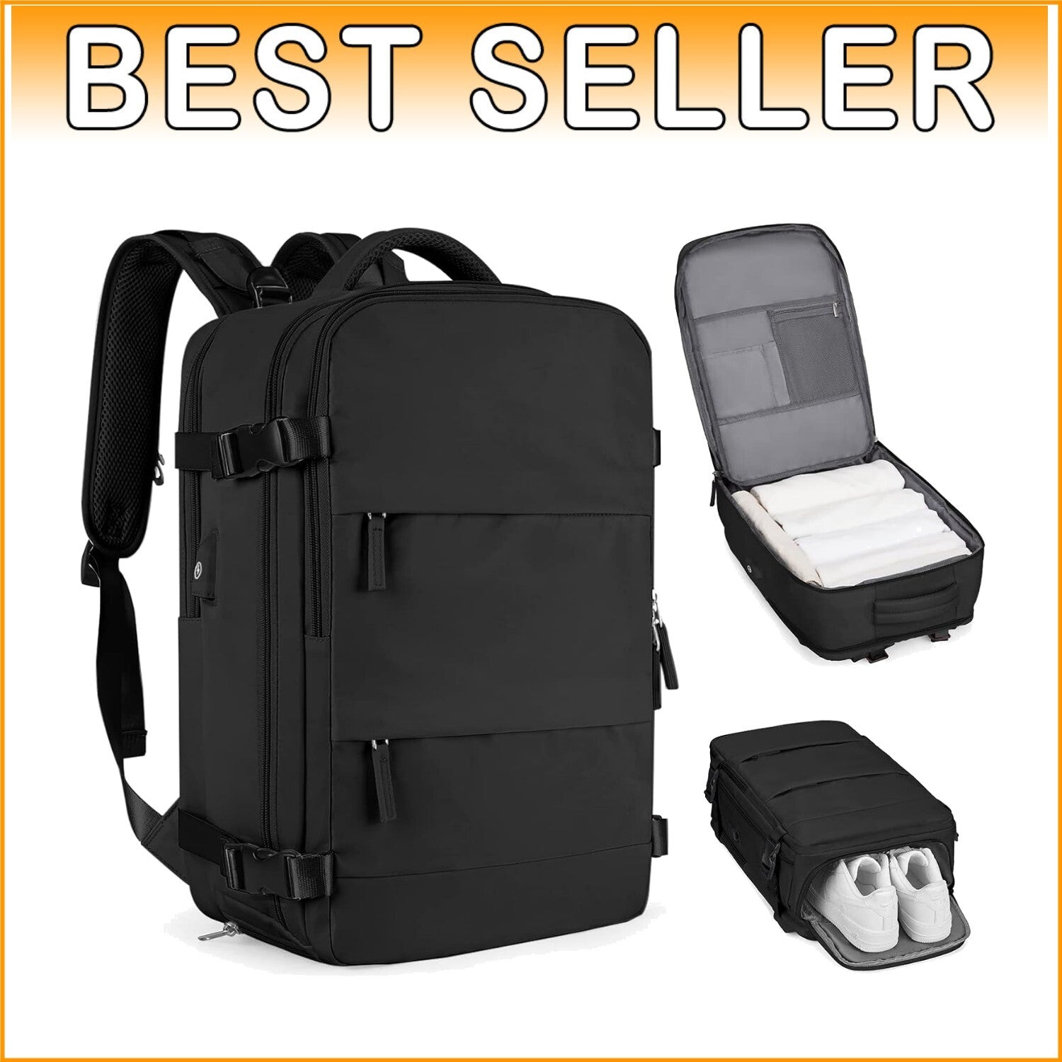 Comfortable Large Travel Backpack with Shoe Compartment - Ideal for Adventures