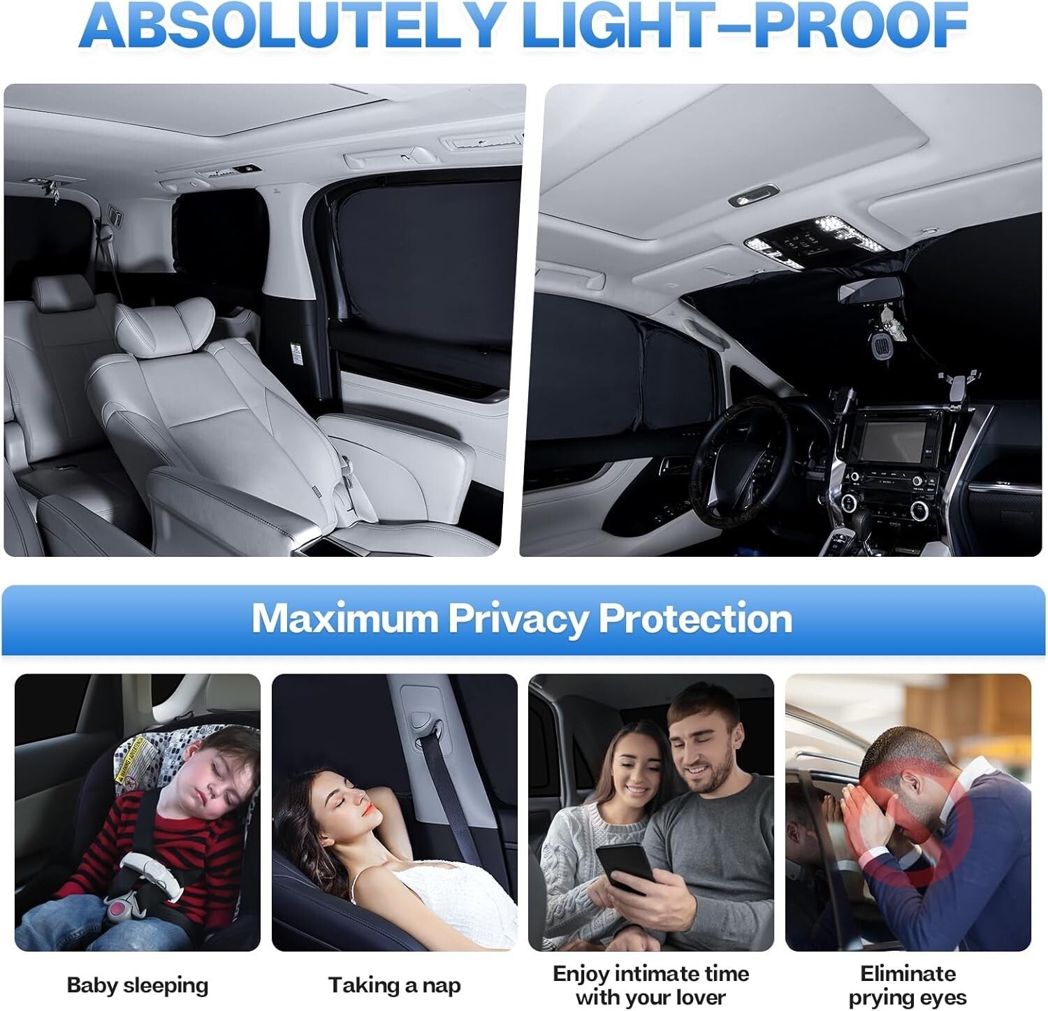 Custom Fit Car Sunshade for 2014-2023 Jeep Cherokee - 7pcs Privacy UV Protection