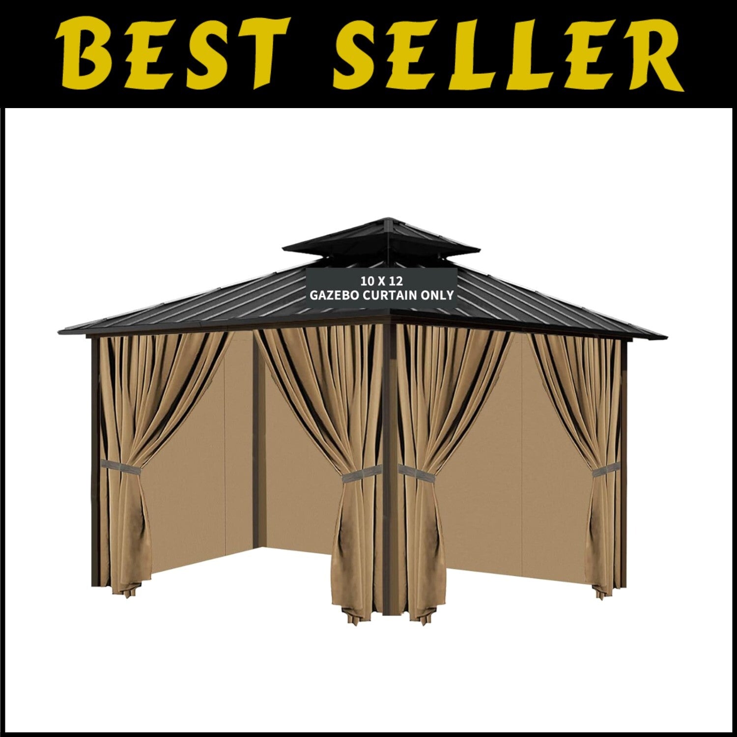 Elegant Outdoor Gazebo Curtain Set with 4 Panels - 10' x 12', Easy Install