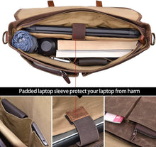 Load image into Gallery viewer, Large Capacity Messenger Bag with 9 Pockets - Waterproof Leather Laptop Carrier