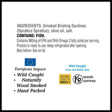 Load image into Gallery viewer, Gourmet Wild Caught Brisling Sardines in Olive Oil - 6.52 oz Ready-to-Eat Packs