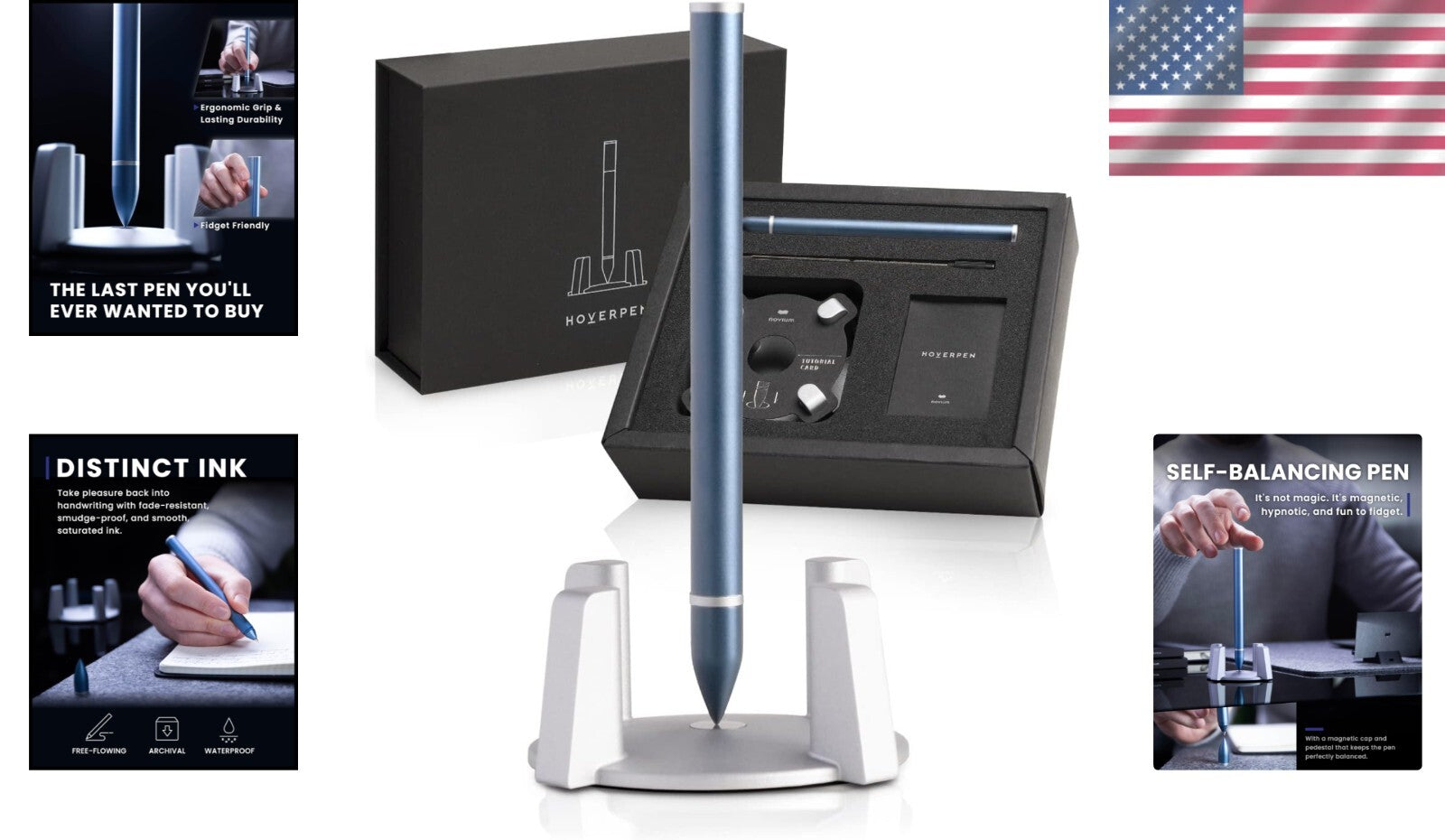 Self-Balancing Hoverpen - Aluminum Luxury Pen with Waterproof Ink and Grip