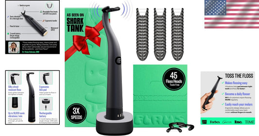 Award-Winning Electric Flosser with 45 Eco-Friendly Refills – Sonic Technology