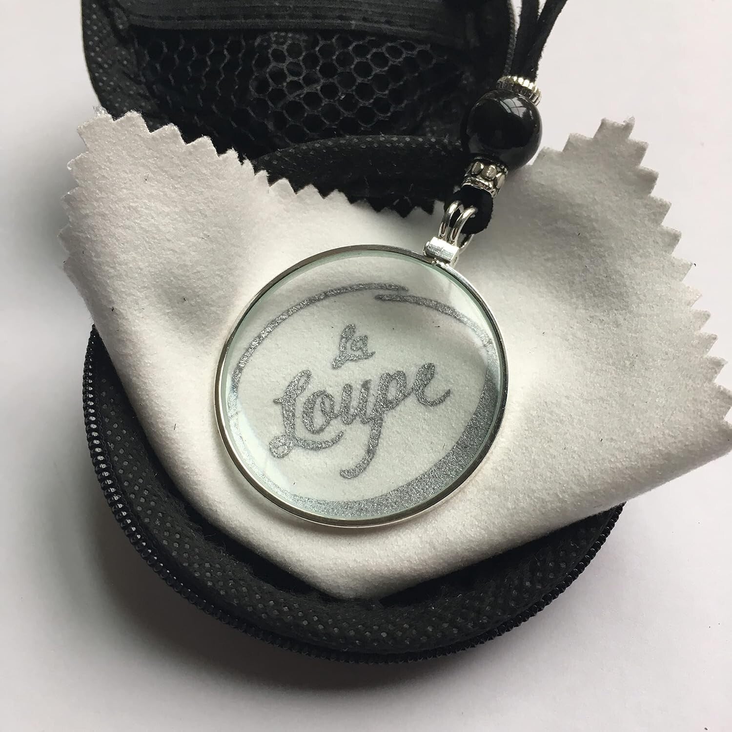 Adjustable Suede Magnifying Glass Pendant - Harmonize with Sodalite Crystal