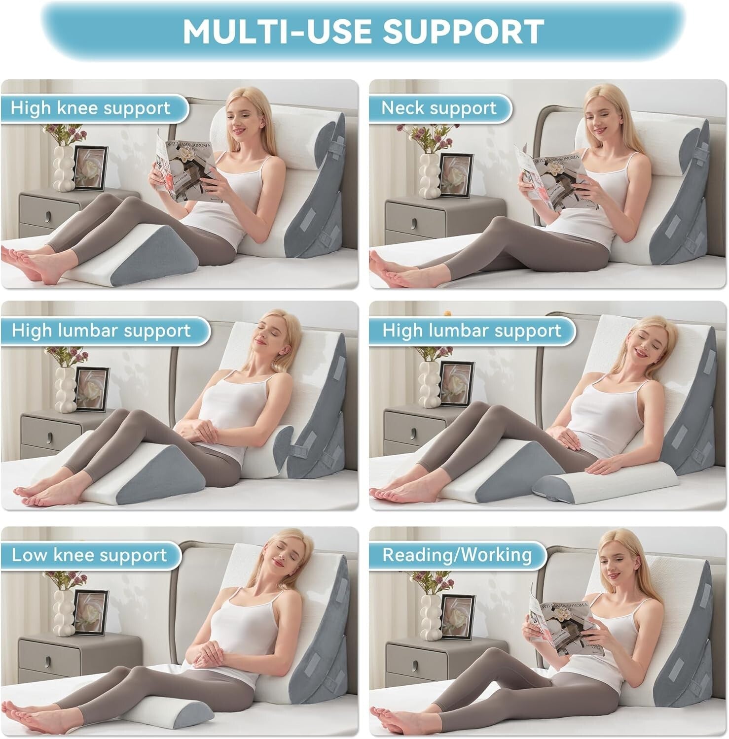 4-Piece Orthopedic Wedge Pillow Set - Memory Foam for Comfort & Recovery