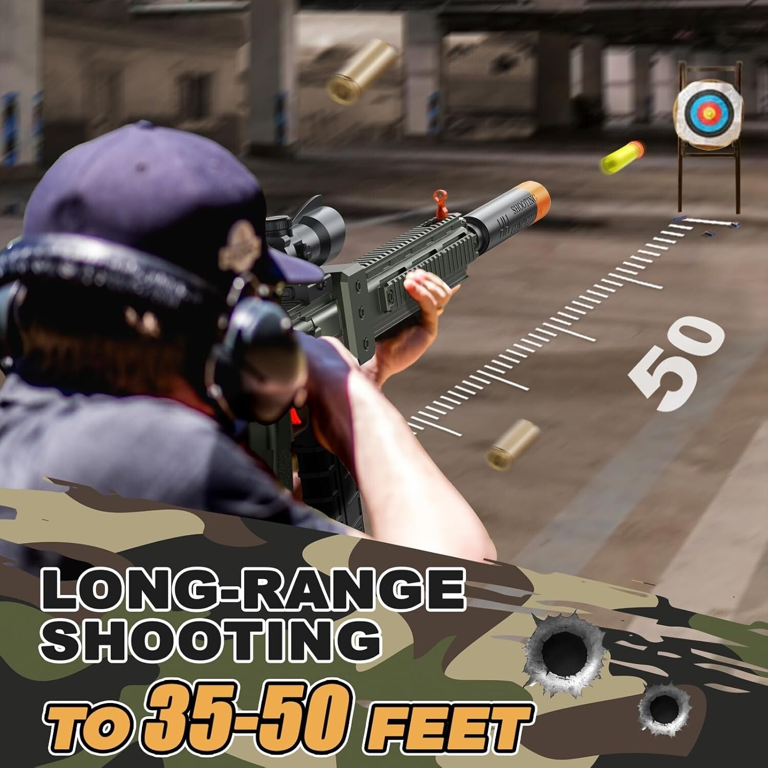 Rechargeable Electric Sniper Toy Gun Set - Tactical Vest, Darts & Clips Included