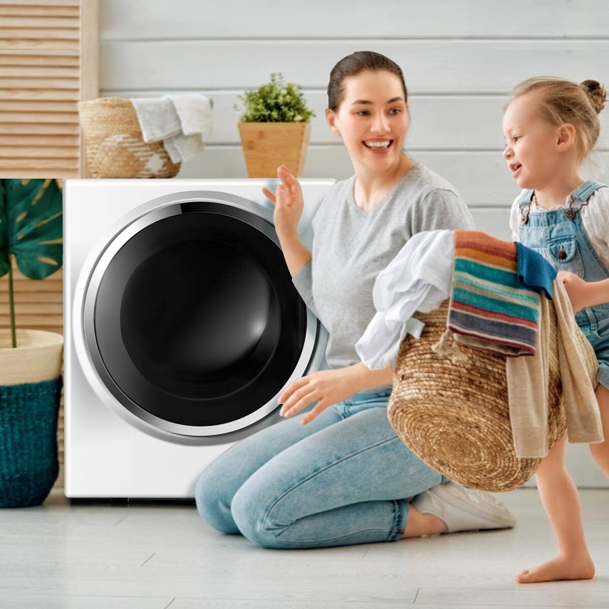 Efficient 110V Electric Clothes Dryer - 10 lbs Capacity, 4 Modes, Compact Design
