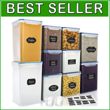 Load image into Gallery viewer, Large Tall Airtight Canisters Set – 10 Plastic Containers for Kitchen &amp; Pantry