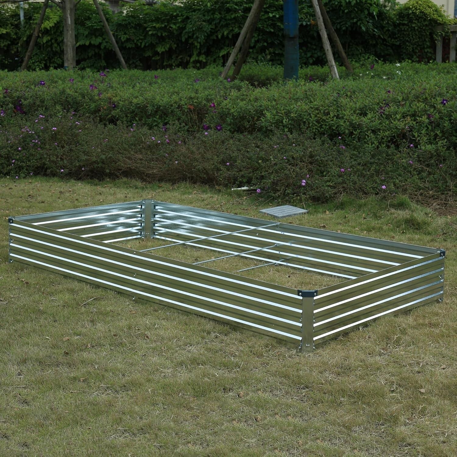 2-Pack 8x4x1ft Galvanized Metal Raised Garden Beds with Easy Assembly & Drainage