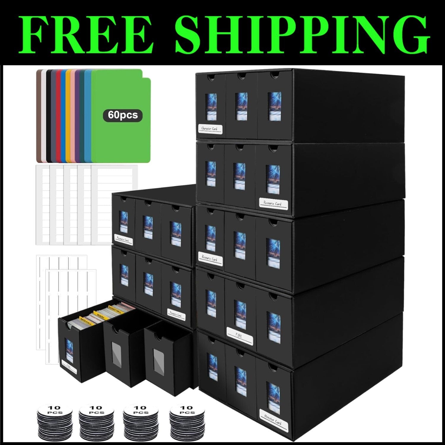 Portable Dustproof Trading Card Organizer - 24000+ Card Capacity with Dividers