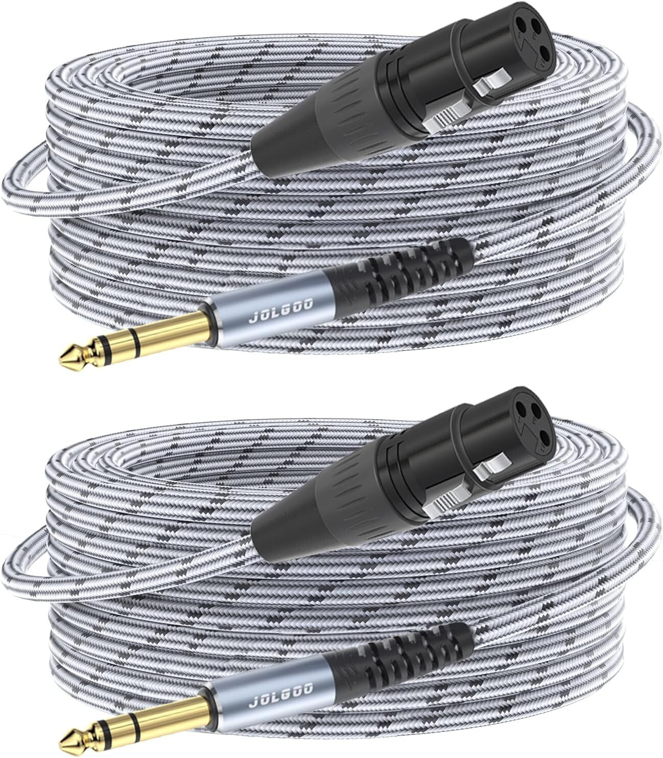 50FT XLR Female to 1/4 TRS Balanced Cable, 2 Pack for Professional Audio