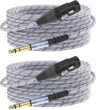 Load image into Gallery viewer, 50FT XLR Female to 1/4 TRS Balanced Cable, 2 Pack for Professional Audio