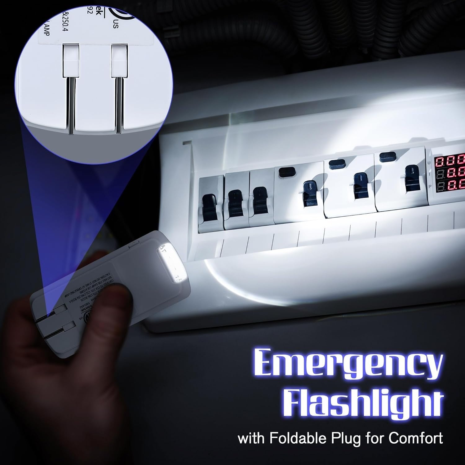 Dusk to Dawn Emergency Night Light & Flashlight with Foldable Plug - 3 Count