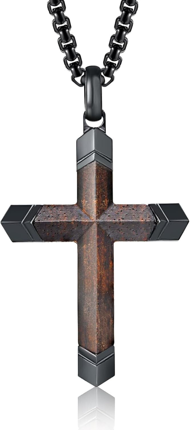Elegant Wooden Cross Pendant by Koa with Stainless Steel - Perfect Gift for Men
