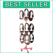 Load image into Gallery viewer, Carbon Steel Multi-Wig Holder - 12-Head Pink Styling Stand with Reinforced Base