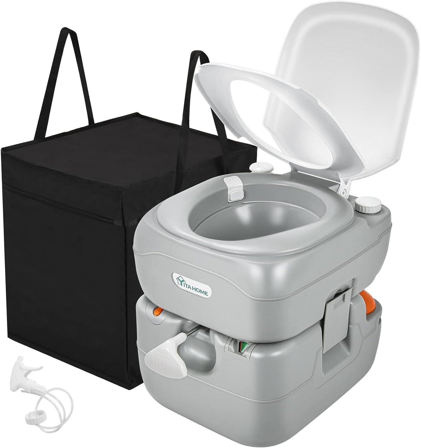 Convenient Portable Camping Porta Potty - 441 lbs Capacity with Cleaning Sprayer