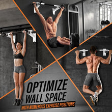 Load image into Gallery viewer, Compact Wall Mounted Pull Up Bar with Multi-Grip Options - Home Workout