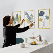 Load image into Gallery viewer, Gold Leaf Wall Decor Set of 3 - Modern Metal Art for Luxurious Home Spaces