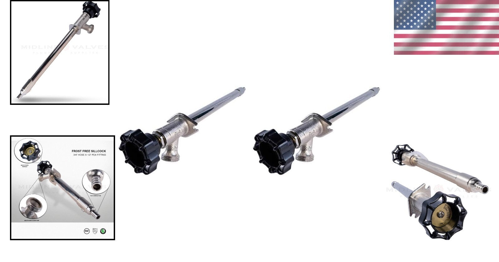 Frost-Free Sillcock Pipe 1/2 Inch PEX & 3/4 Inch Hose Bib - Brass Chrome Finish