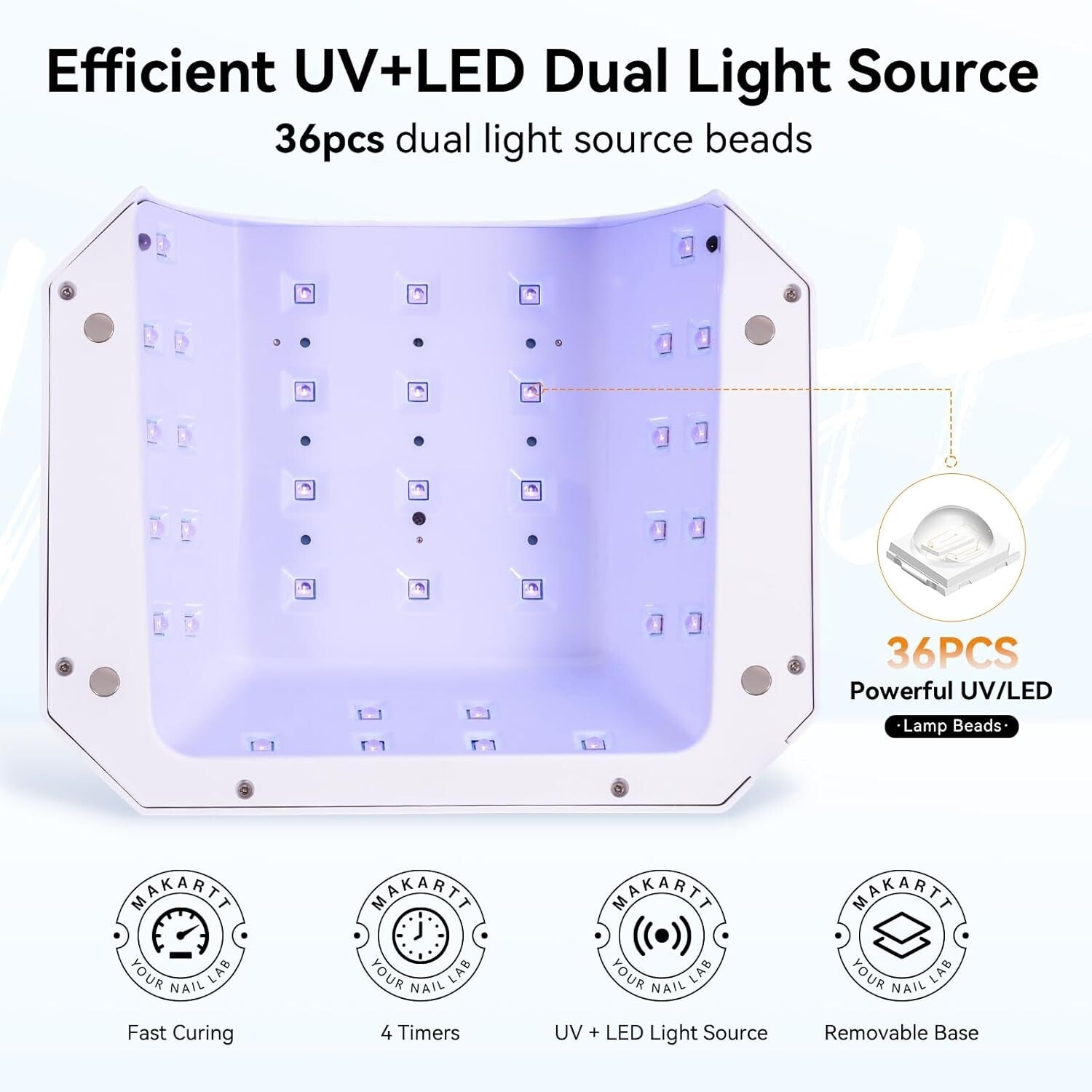 All-in-One Cordless UV LED Nail Curing Lamp with Auto Sensor & Detachable Base