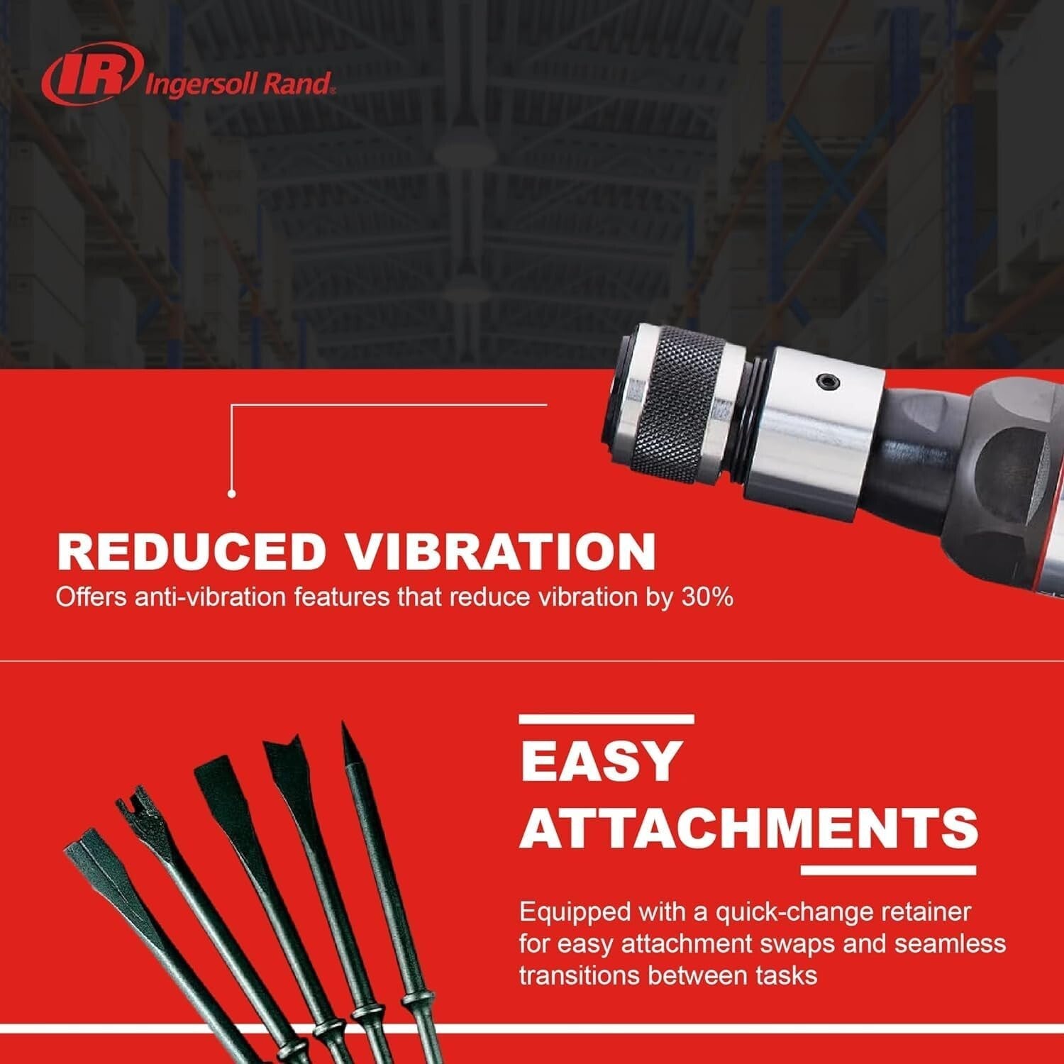Vibration-Reduced AIR Hammer Kit with Quick-Change Chisels - Ultra Efficient